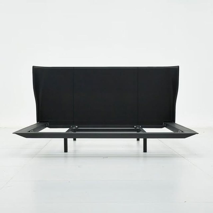 Black Leather Wing Bed