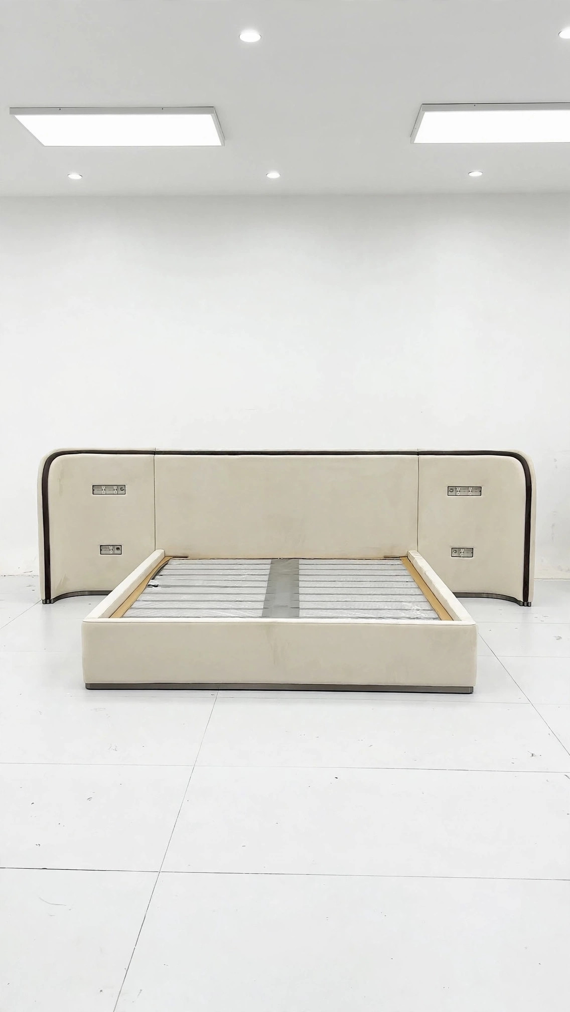 Cream Oversized Headboard Bed