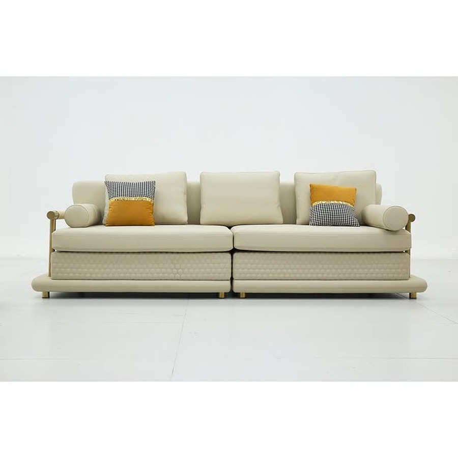 Cream Gold-Trim Sofa