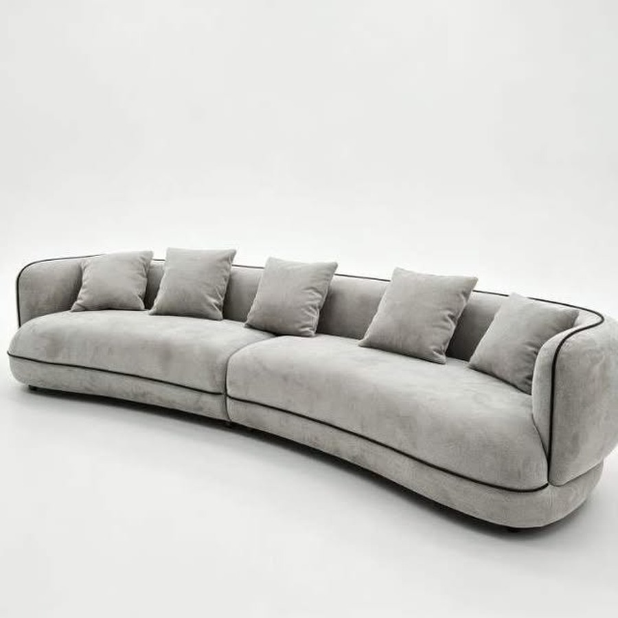 Light Grey Curved Sofa