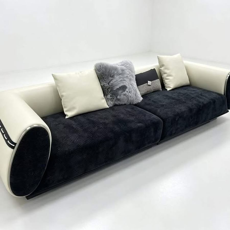 Two-Tone Curved Statement Sofa