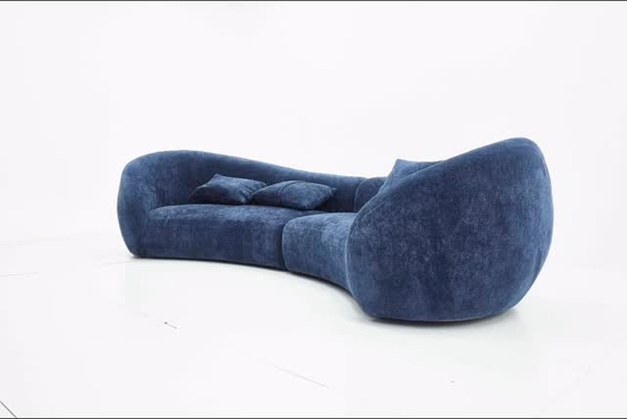 Deep Blue Curved Sofa